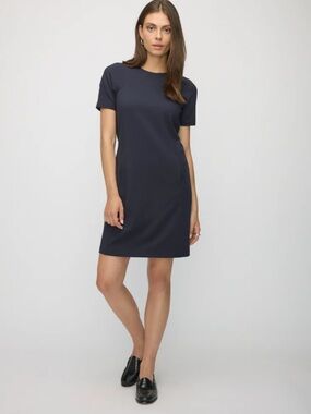 Kit and Ace Navy Short-Sleeve Shift Dress - Minimal Silhouette size Med